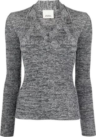 Isabel Marant Isabel Marant, V-neck Knitwear, female, Gray, Size: S Zoria Knitted Sweater