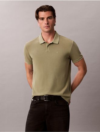 Calvin Klein Jeans Calvin Klein Mens Pique Garment-Dyed Polo Shirt - Green - 2XL