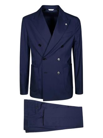 Manuel Ritz double-breasted suit - men - Wool/Elastane - 46 - Blue