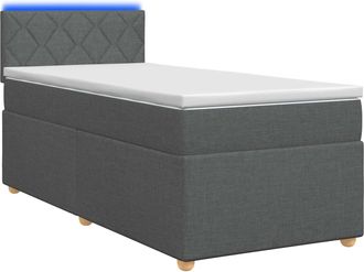 vidaXL Cama Con Base Tapizada, Colch&oacute;n Y Luz Led Gris Oscuro Tela Vidaxl