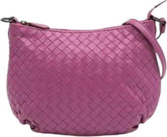 Bottega Veneta Pre-owned Shoulder Bags, female, Purple, Size: ONE SIZE Pre-owned Leather Crossbody Bag