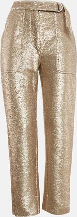 Jonathan Simkhai Jonathan Simkhai Gold Sequin Waist Tie-Up Belt Detail Trousers