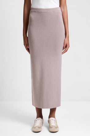 French Connection Womens Taupe Straight Elasticated High Waisted Midi Skirt - Size Medium