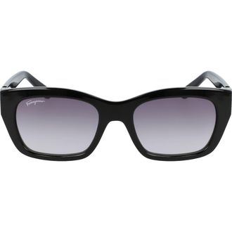 Ferragamo 53mm Rectangular Sunglasses in Black/Grey at Nordstrom Rack
