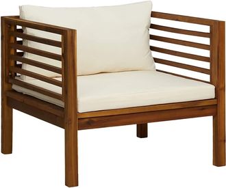 vidaXL Vidaxl - Silla De Jard&iacute;n Y Cojines Blanco Crema Madera Maciza De Acacia