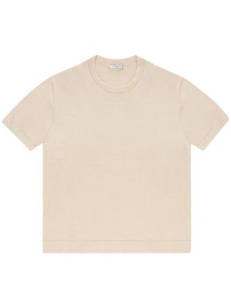 Circolo 1901 Short-Sleeved Boxy Knit Top with Crew Neckline