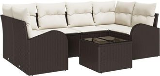 vidaXL Garden Sofa Set 7 pcs Brown 55 x 55 x 37 cm Poly rattan Vidaxl