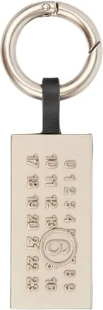 Maison Margiela Accessoires, Dames, Grijs, ONE Size, Leer, Lederen Sleutelhanger