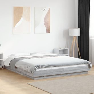 Berkfield Home Bed Frame without Mattress Grey Sonoma 150x200 cm King Size