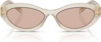 Prada 55mm Irregular Sunglasses in Brown White at Nordstrom