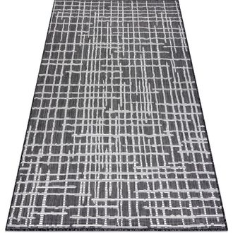 RugsX Rugsx - Alfombra Sisal Sion Trellis, L&iacute;neas 22144 Tejido Plano Negro / Ecru Black 160x220 Cm