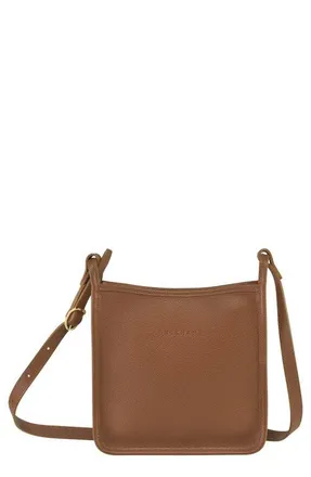 Longchamp Small Le Foulonn&eacute; Leather Crossbody Bag in Caramel at Nordstrom