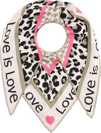 Zwillingsherz Dreieckstuch ZWILLINGSHERZ Love is Love, Damen, kahki, Feinstrick, Materialmix, gemustert, mehrfarbig, Modet&uuml;cher Dreieckstuch, Feinstrick, Schriftzug