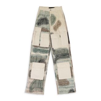 Who Decides War by Ev Bravado IVORY CAMOUFLAGE EMBROIDERY PANTS