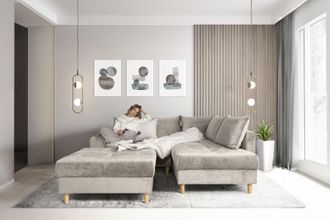 Collection Ab Ecksofa »Reims L-Form« Ottomane beidseitig montierbar, inkl. Bettfunktion und Hocker