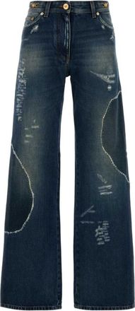 Versace Blue Relaxed Flat Front Pants