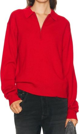&Eacute;terne Blaise Half-Zip Knit Sweater In Rouge Red