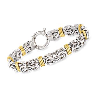 Ross-Simons Byzantine Bracelet in Sterling Silver and 14kt Yellow Gold