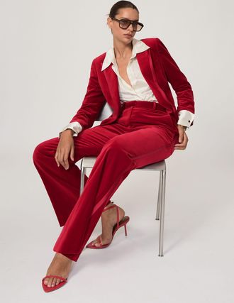 Reiss Red Velvet Single-breasted Suit Blazer, 10