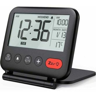 OEM Despertador De Viaje, Mini Despertador Digital Lcd Port&aacute;til Con Calendario Retroiluminado, Visualizaci&oacute;n De Temperatura De 12/24 Horas, Espejo De Maqu