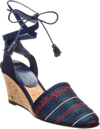 Valentino Vlogo 75 Canvas Wedge Sandal