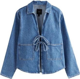 Next Front Tie Boxy Denim Jacket in Blue at Nordstrom, Size 10 Us