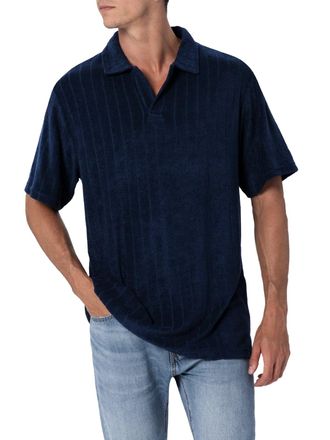 MC2 Saint Barth Man Ribbed Blue Terry Polo Shirt Jeremy