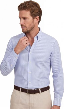 John Miller Overhemd Lichtblauw John Miller Tailored Fit gestreept