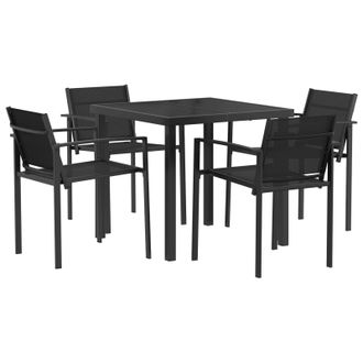 vidaXL Juego De Muebles De Exterior 5 Pcs Negro Y Antracita Textileno Vidaxl