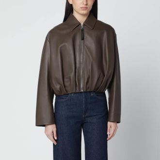 Loewe Bomber con zip verde scuro in pelle