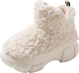 Generic Winter Cozy Womens Slippers Warm Indoor Outdoor Sole Comfortable Soft Fleece Winter Season Footwear Ideal For Her (White, 4. 5)