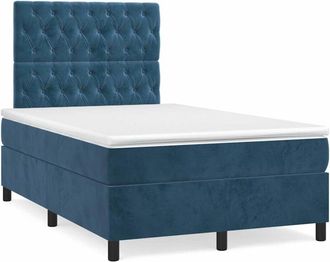 vidaXL Cama Box Spring Con Colch&oacute;n Terciopelo Azul Oscuro 120x190 Cm Vidaxl