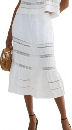 Bella Dahl Lace Trim Midi Skirt In White