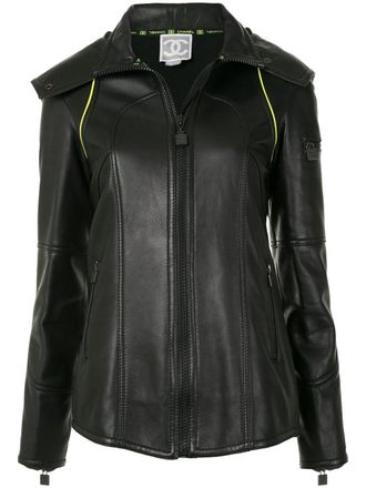 Chanel 2004 hooded leather jacket - Black