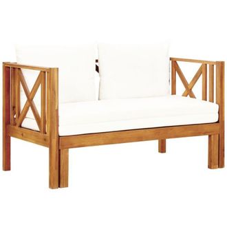vidaXL Banco De Jard&iacute;n 2 Plazas Con Cojines Madera Maciza Acacia 122cm Vidaxl