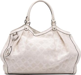 Gucci Borsa tote Sukey Diamante grande in rafia 2016-2025 - Bianco
