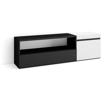 Skraut Home Mobile tv Soggiorno, Ampio spazio a disposizione, 150x45x35cm, Per tv fino a 65, Mobile Soggiorno, Stile moderno, Bianco e nero - Skraut Home
