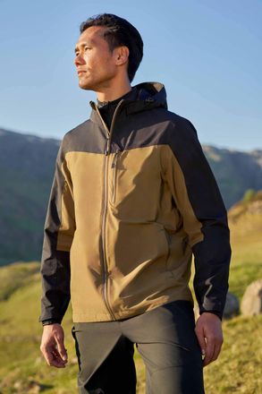 Mountain Warehouse Brisk Extreme Mens Jacket with Multiple Pockets Mesh Lined Waterproof Coat Forest Green - Size X-Small