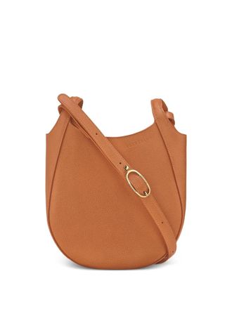 Longchamp small Le Foulonn&eacute; grained-leather crossbody bag - women - Calf Leather/Recycled Polyester - One Size - Brown