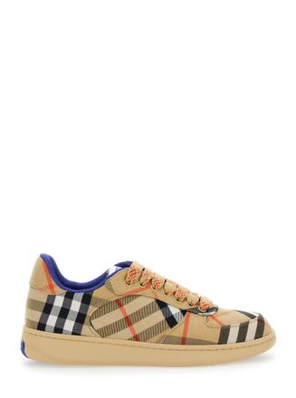 Burberry Beige Check Print Sneakers
