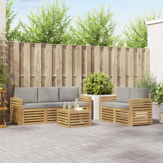 vidaXL Vidaxl Set Di Divani Da Esterno 6 Pz Bianco E Grigio Chiaro Poliestere
