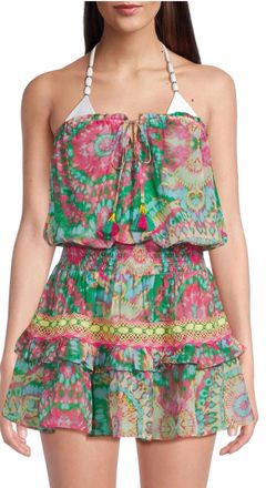 Ramy Brook Jaliyah Printed Strapless Minidress In Palm Green Multi Palais