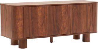 Oviala Mueble TV escandinavo de 3 puertas L120 cm madera oscura