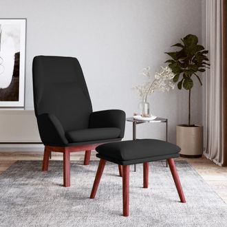 vidaXL Sill&oacute;n De Relax Con Taburete Tela Negro Vidaxl