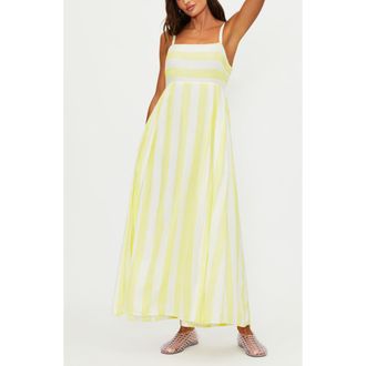 Beach Riot Rianne Stripe Cover-Up Sundress in Lemonade Stripe at Nordstrom, Size X-Large