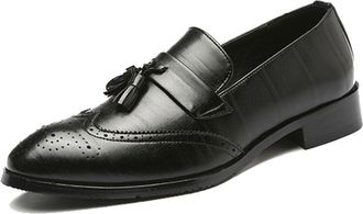 Generic Mens Tassel Dress Shoes Tuxedo Shoes for Men Brogue Leather Dress Loafers for Men,Black,10 UK
