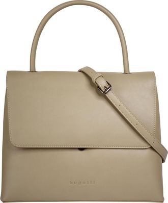 Bugatti Henkeltasche BUGATTI ILVA, Damen, Gr. B/H/T: 31cm x 24cm x 14cm onesize, beige, Kunstfaser, leicht gl&auml;nzend, unifarben, Taschen Henkeltasche