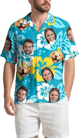 Generic Custom Hawaiian Shirt for Men, Personalised Face Shirt, Shiteshirts for Men, Funny Hawaiian Shirts, Button Down Short Sleeve