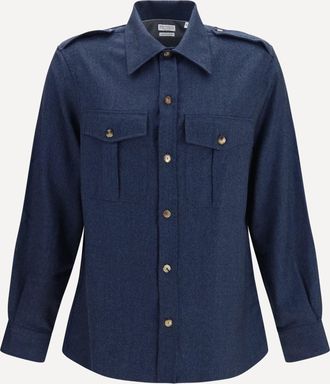 Brunello Cucinelli Wool Shirt with patch pockets Male XXXL