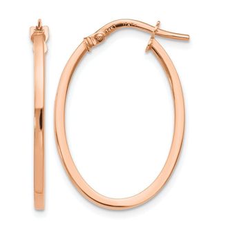 Diamond2Deal 10K Rose Gold Polished Oval Hoop Earrings